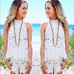 Anthropologie Judith March Cream Sleeveless Crochet Romper.